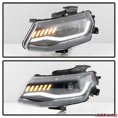 Spyder Auto Signature HID Projector Headlights Black for 2016-2020 Chevrolet Camaro - PRO-YD-CCAM16HIDSI-SEQ-BK