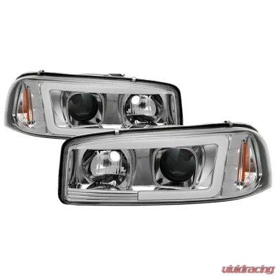 Spyder Auto Signature V2 Projector Headlights Light Bar DRL Chrome for GMC Sierra Denali Yukon 1999-2007 - PRO-YD-CDE00V2-LB-C