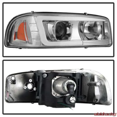 Spyder Auto Signature V2 Projector Headlights Light Bar DRL Chrome for GMC Sierra Denali Yukon 1999-2007 - PRO-YD-CDE00V2-LB-C