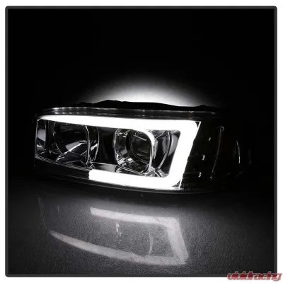Spyder Auto Signature V2 Projector Headlights Light Bar DRL Chrome for GMC Sierra Denali Yukon 1999-2007 - PRO-YD-CDE00V2-LB-C