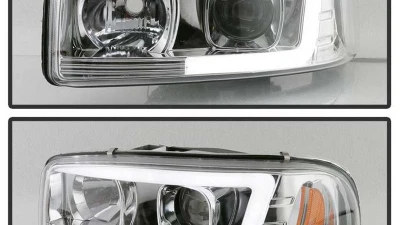 Spyder Auto Signature V2 Projector Headlights Light Bar DRL Chrome for GMC Sierra Denali Yukon 1999-2007                                     - PRO-YD-CDE00V2-LB-C - Image 8