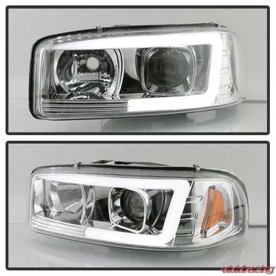 Spyder Auto Signature V2 Projector Headlights Light Bar DRL Chrome for GMC Sierra Denali Yukon 1999-2007 - PRO-YD-CDE00V2-LB-C