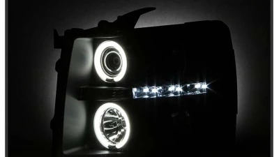 Spyder Auto Black CCFL Halo LED Projector Headlights for Chevrolet Silverado 3500 2007-2014                                     - PRO-YD-CS07-CCFL-BK - Image 6