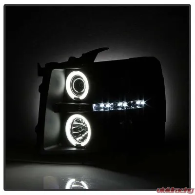 Spyder Auto Black CCFL Halo LED Projector Headlights for Chevrolet Silverado 3500 2007-2014 - PRO-YD-CS07-CCFL-BK