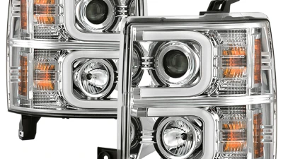 Spyder Auto Chrome DRL Projector Headlights for 2014-2015 Chevrolet Silverado 1500                                     - PRO-YD-CS14-LBDRL-C - Image 10