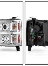 Spyder Auto Chrome DRL Projector Headlights for 2014-2015 Chevrolet Silverado 1500                                     - PRO-YD-CS14-LBDRL-C - Image 2