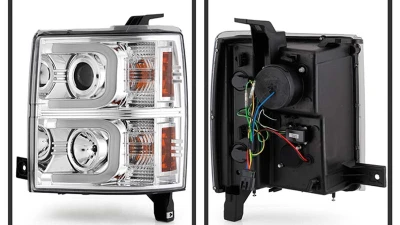 Spyder Auto Chrome DRL Projector Headlights for 2014-2015 Chevrolet Silverado 1500                                     - PRO-YD-CS14-LBDRL-C - Image 2