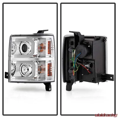 Spyder Auto Chrome DRL Projector Headlights for 2014-2015 Chevrolet Silverado 1500 - PRO-YD-CS14-LBDRL-C