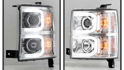 Spyder Auto Chrome DRL Projector Headlights for 2014-2015 Chevrolet Silverado 1500                                     - PRO-YD-CS14-LBDRL-C - Image 7