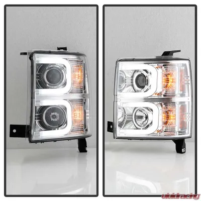 Spyder Auto Chrome DRL Projector Headlights for 2014-2015 Chevrolet Silverado 1500 - PRO-YD-CS14-LBDRL-C