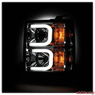 Spyder Auto Chrome DRL Projector Headlights for 2014-2015 Chevrolet Silverado 1500 - PRO-YD-CS14-LBDRL-C