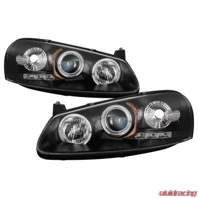 Spyder Auto Black LED Halo Projector Headlights for Dodge Stratus 2001-2006, H1 Lights - PRO-YD-CSEB01-HL-BK