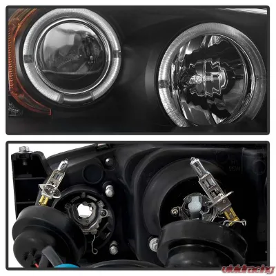 Spyder Auto Black LED Halo Projector Headlights for Dodge Stratus 2001-2006, H1 Lights - PRO-YD-CSEB01-HL-BK