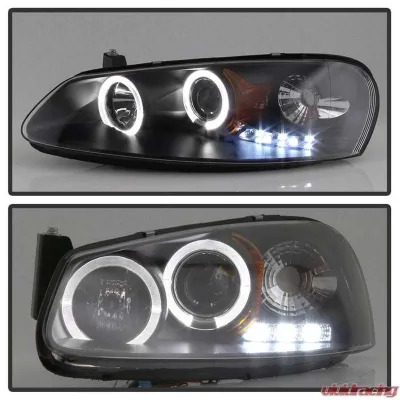 Spyder Auto Black LED Halo Projector Headlights for Dodge Stratus 2001-2006, H1 Lights - PRO-YD-CSEB01-HL-BK