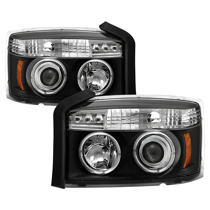 Spyder Auto Halo LED Black Projector HeadLights Dodge Dakota 2005-2007 - PRO-YD-DDAK05-BK
