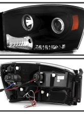 Spyder Auto Halo LED Black Projector Headlights for Dodge Ram 1500 2500 3500 1996-2008                                     - PRO-YD-DR06-HL-BK - Image 2