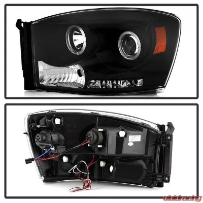 Spyder Auto Halo LED Black Projector Headlights for Dodge Ram 1500 2500 3500 1996-2008 - PRO-YD-DR06-HL-BK