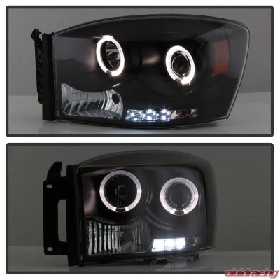 Spyder Auto Halo LED Black Projector Headlights for Dodge Ram 1500 2500 3500 1996-2008 - PRO-YD-DR06-HL-BK