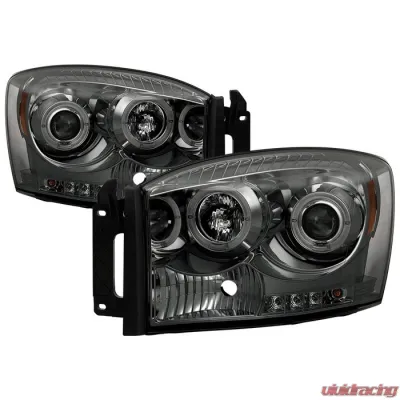Spyder Auto Smoke LED Halo Projector Headlights for Dodge Ram 2500 | 3500 2006-2009 - PRO-YD-DR06-HL-SM