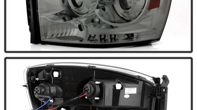 Spyder Auto Smoke LED Halo Projector Headlights for Dodge Ram 2500 | 3500 2006-2009                                     - PRO-YD-DR06-HL-SM - Image 2