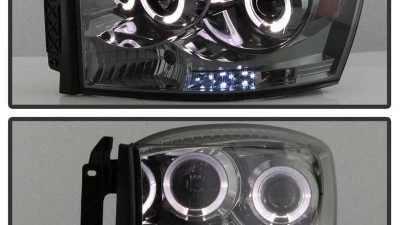 Spyder Auto Smoke LED Halo Projector Headlights for Dodge Ram 2500 | 3500 2006-2009                                     - PRO-YD-DR06-HL-SM - Image 8
