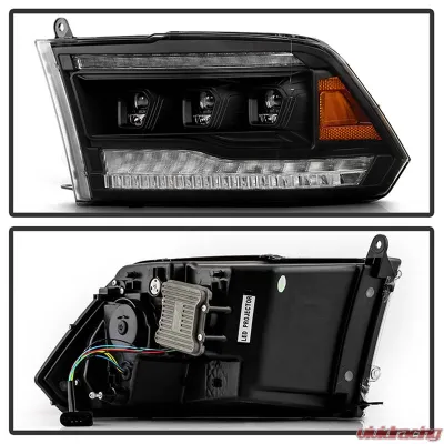Spyder Auto Apex High-Power LED Headlights Black for 2013-2019 Dodge Ram 1500 2500 3500 - PRO-YD-DR13AP-SEQ-BK