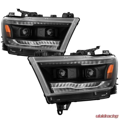 Spyder Auto Apex High-Power LED Module Headlights Black for 2019-2020 Dodge Ram Halogen - PRO-YD-DR19HALAP-SEQ-BK