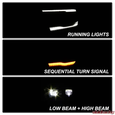 Spyder Auto Apex High-Power LED Module Headlights Black for 2019-2020 Dodge Ram Halogen - PRO-YD-DR19HALAP-SEQ-BK