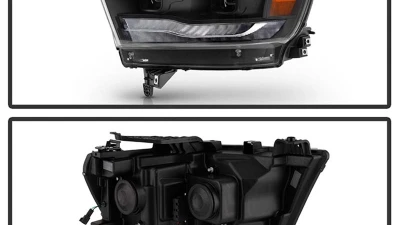 Spyder Auto Apex High-Power LED Module Headlights Black for 2019-2020 Dodge Ram Halogen                                     - PRO-YD-DR19HALAP-SEQ-BK - Image 2