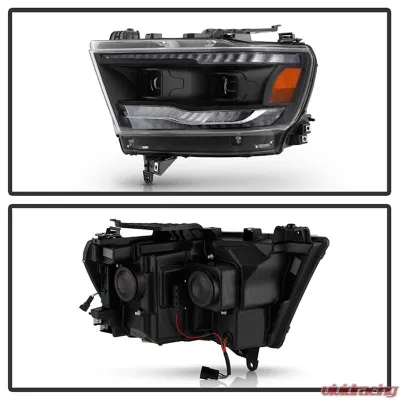 Spyder Auto Apex High-Power LED Module Headlights Black for 2019-2020 Dodge Ram Halogen - PRO-YD-DR19HALAP-SEQ-BK