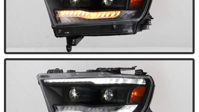 Spyder Auto Apex High-Power LED Module Headlights Black for 2019-2020 Dodge Ram Halogen                                     - PRO-YD-DR19HALAP-SEQ-BK - Image 7