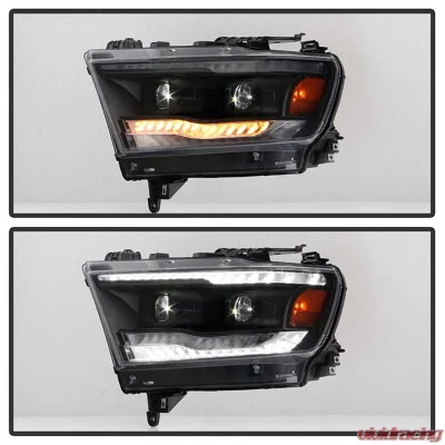 Spyder Auto Apex High-Power LED Module Headlights Black for 2019-2020 Dodge Ram Halogen - PRO-YD-DR19HALAP-SEQ-BK