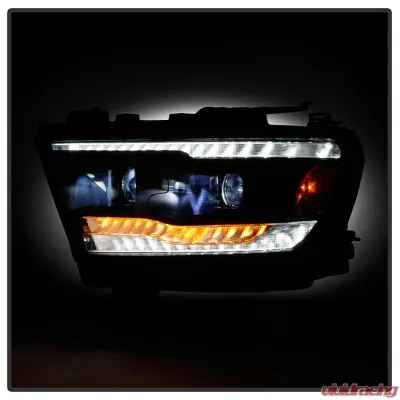 Spyder Auto Apex High-Power LED Module Headlights Black for 2019-2020 Dodge Ram Halogen - PRO-YD-DR19HALAP-SEQ-BK