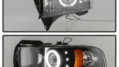 Spyder Auto 1-Piece CCFL LED Black Projector Headlights for Dodge Ram 1500 2500 3500 1994-2001                                     - PRO-YD-DR94-CCFL-BK - Image 8