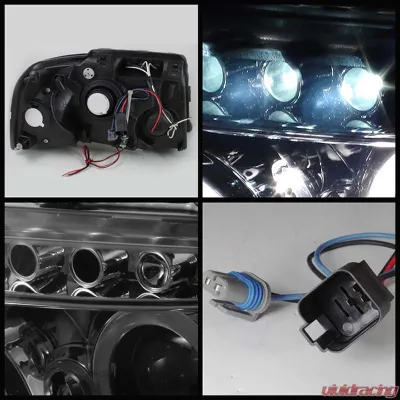 Spyder Auto Smoke LED Halo Projector Headlights for Ford Expedition 2003-2006, High H1 Lights - PRO-YD-FE03-HL-SM