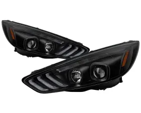 Spyder Auto Signature Projector Headlights Sequential Turn Signal Light Bar Black Ford Focus 2015-2018