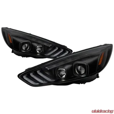 Spyder Auto Signature Projector Headlights Sequential Turn Signal Light Bar Black Ford Focus 2015-2018 - PRO-YD-FF15-LBSEQ-BK