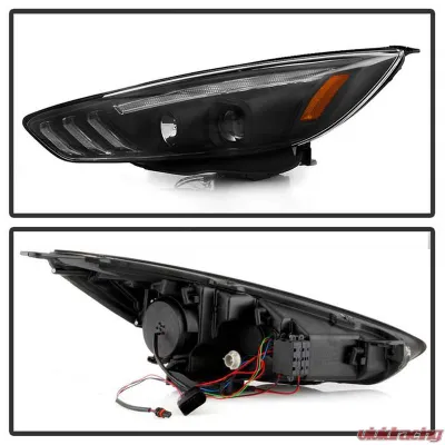 Spyder Auto Signature Projector Headlights Sequential Turn Signal Light Bar Black Ford Focus 2015-2018 - PRO-YD-FF15-LBSEQ-BK