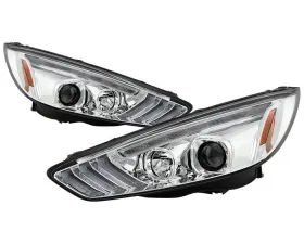 Spyder Auto Signature Projector Headlights with Sequential Turn Signal Light Bar Chrome for Ford Focus 2015-2018