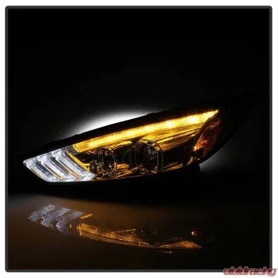 Spyder Auto Signature Projector Headlights with Sequential Turn Signal Light Bar Chrome for Ford Focus 2015-2018 - PRO-YD-FF15-LBSEQ-C