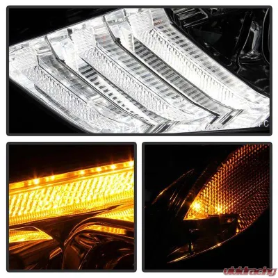 Spyder Auto Signature Projector Headlights with Sequential Turn Signal Light Bar Chrome for Ford Focus 2015-2018 - PRO-YD-FF15-LBSEQ-C