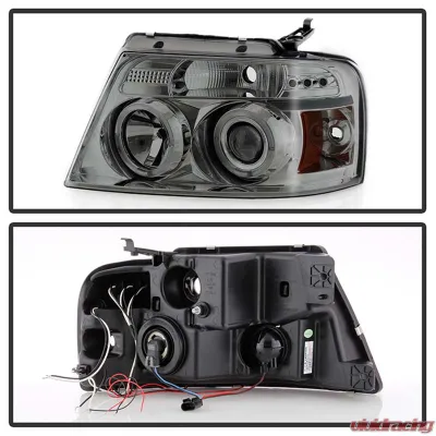 Spyder Auto Smoke LED Halo Version 2 Projector Headlights for Ford F-150 2004-2008 - PRO-YD-FF15004-HL-G2-SM