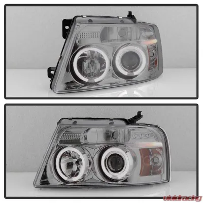 Spyder Auto Smoke LED Halo Version 2 Projector Headlights for Ford F-150 2004-2008 - PRO-YD-FF15004-HL-G2-SM