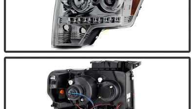 Spyder Auto Smoke LED Halo Projector Headlights for Ford F-150 2009-2014 Halogen                                     - PRO-YD-FF15009-HL-SM - Image 2