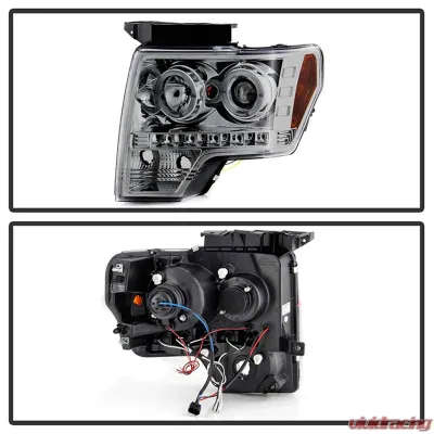 Spyder Auto Smoke LED Halo Projector Headlights for Ford F-150 2009-2014 Halogen - PRO-YD-FF15009-HL-SM