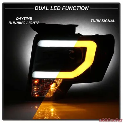 Spyder Auto Signature Projector Headlights Halogen Switch Back Turn Signal Ford F150 2009-2014 - PRO-YD-FF15009-SBLB-BK