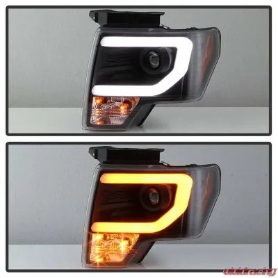 Spyder Auto Signature Projector Headlights Halogen Switch Back Turn Signal Ford F150 2009-2014 - PRO-YD-FF15009-SBLB-BK