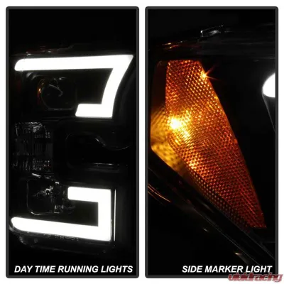Spyder Auto Signature Projector Headlights Light Bar DRL LED Black Ford F150 2015-2017 - PRO-YD-FF15015-LBDRL-BK