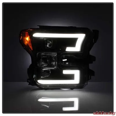 Spyder Auto Signature Projector Headlights Light Bar DRL LED Black Ford F150 2015-2017 - PRO-YD-FF15015-LBDRL-BK