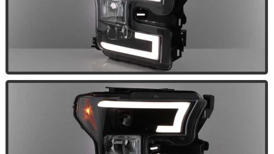 Spyder Auto Signature Projector Headlights Light Bar DRL LED Black Ford F150 2015-2017                                     - PRO-YD-FF15015-LBDRL-BK - Image 8